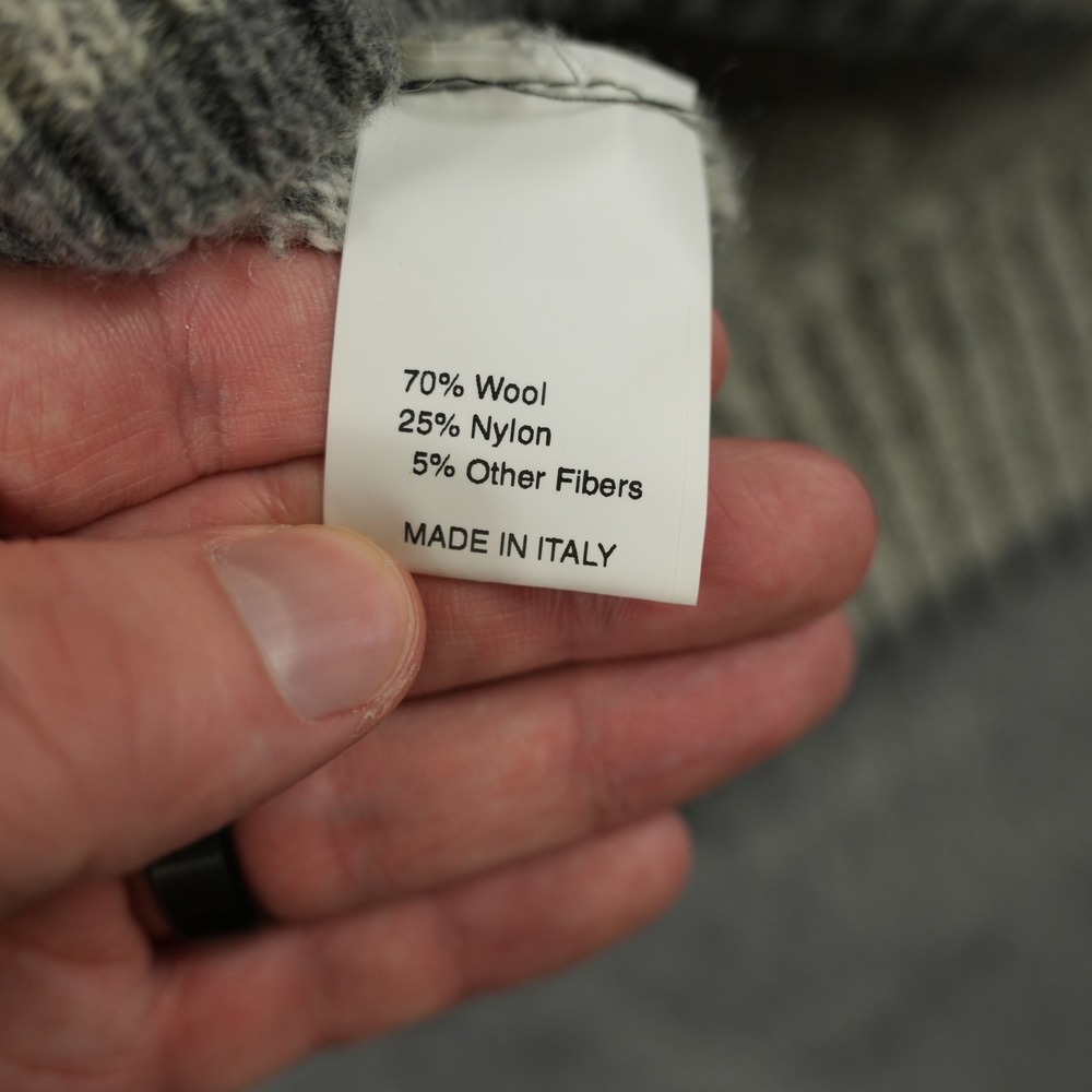 Daniele Blasi Sweater Mens L Wool Blend Quarter Zip Grey Striped Made in Italy - Picture 8 of 9